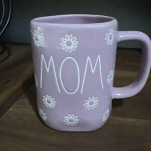 Rae Dunn Pink White Mom Mug with Flowers
